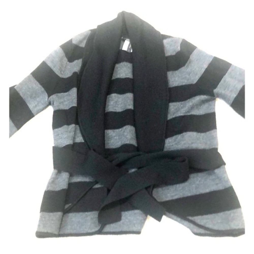 BCBGMaxAzria Black and Gray Striped Cardigan